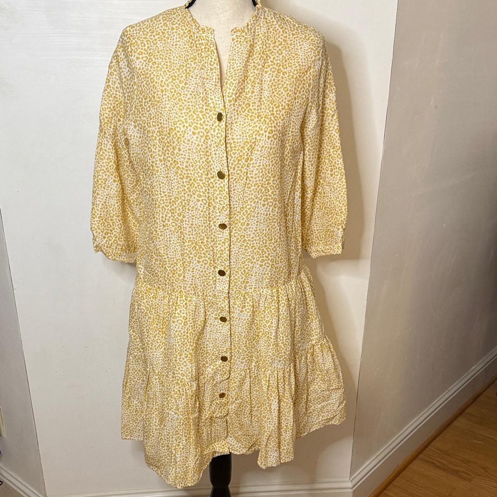 NEW! Elegant Yellow Button-Front Mini Dress